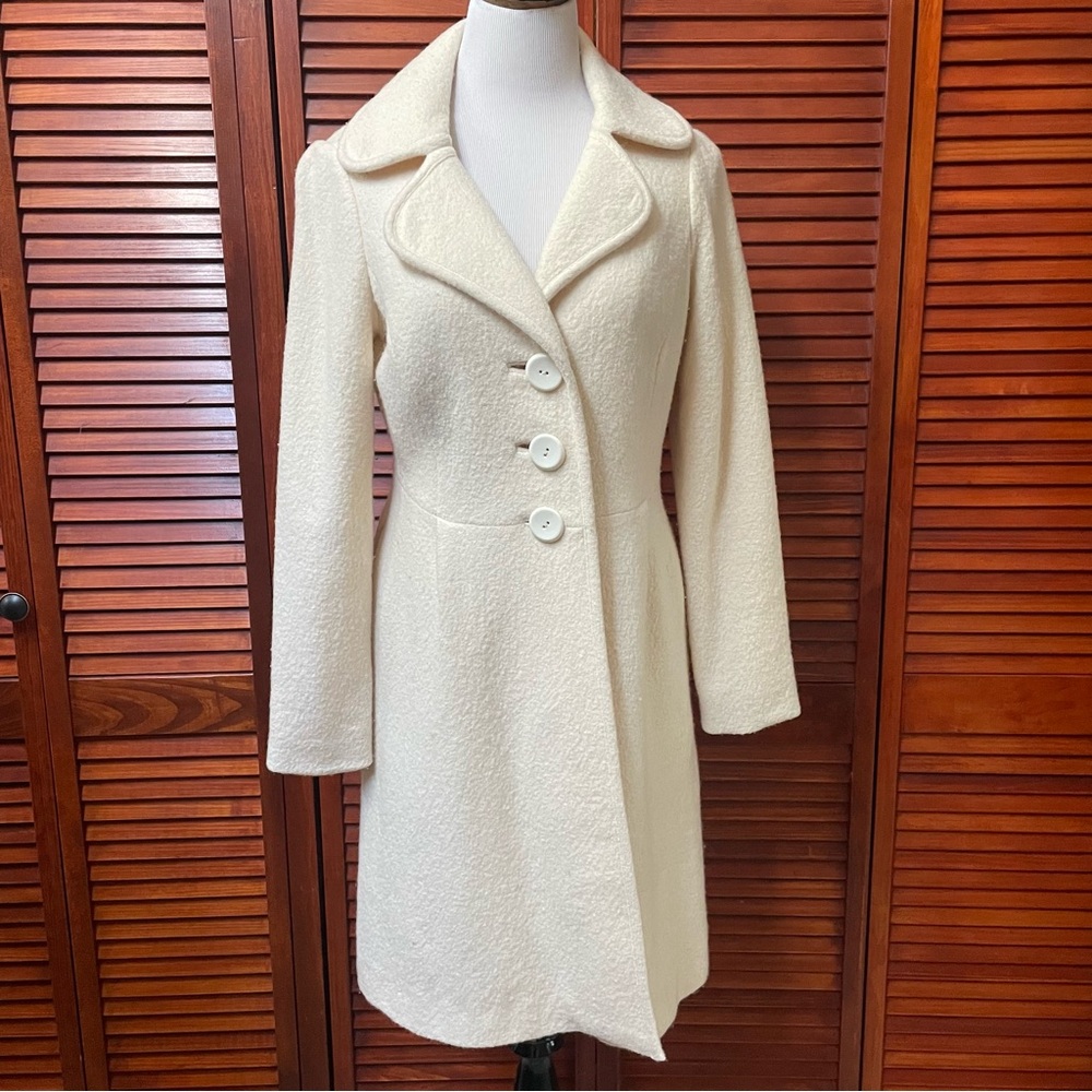 Nordstrom Classiques Entier Atelier 100% Wool Ivory Princess Coat M